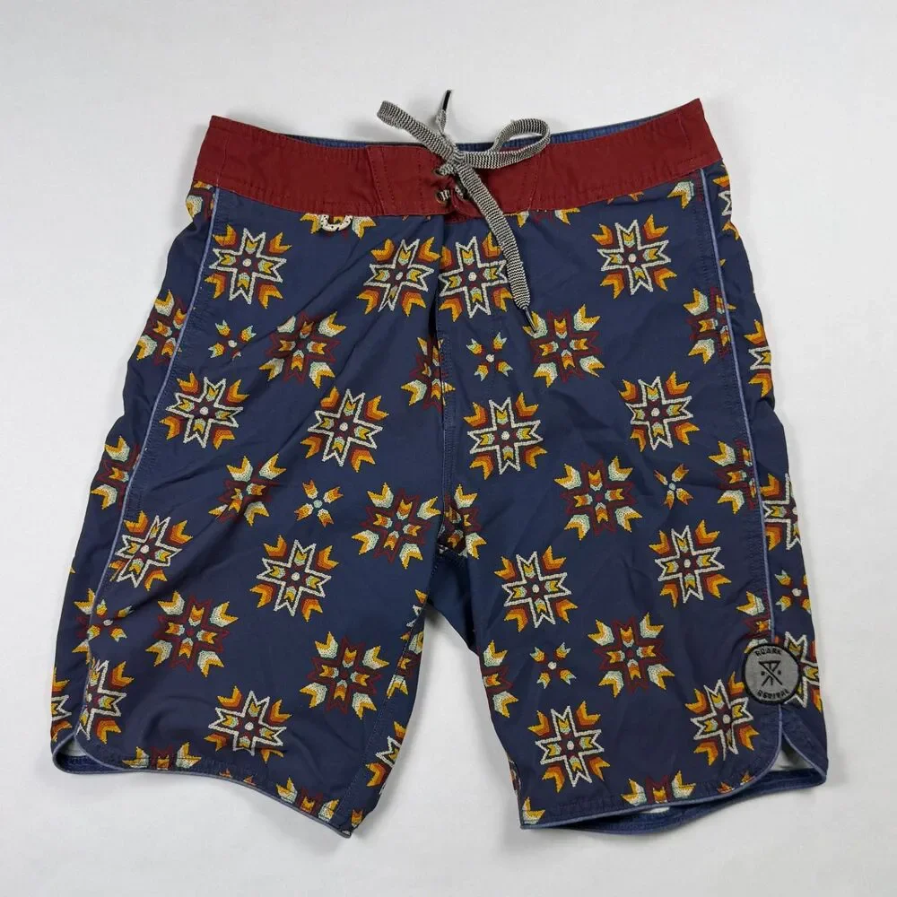 Roark First Nation Board Shorts Men’s Size 28 Blue Pattern